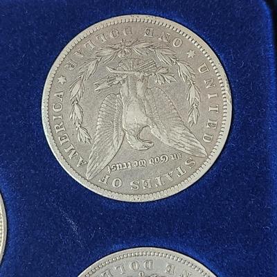 Lot of 5 Morgan Sliver Dollars in Case