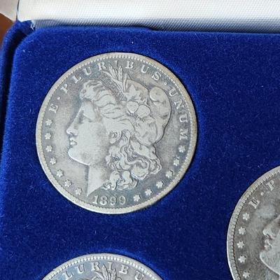 Lot of 5 Morgan Sliver Dollar Coins w Case
