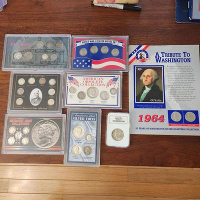 Lot of United States Collectible Coins Silver Nickels ,Dimes, Quarters, Franklin Kennedy half Dollar