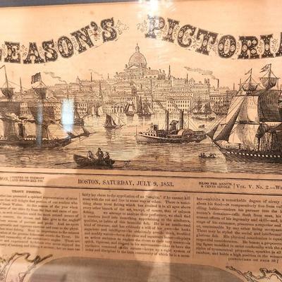 Lot #96 Gleason's PIctorial Cover - July 1853 - Trout Fishing
