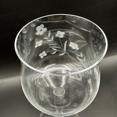 Set of 4 Etched Floral Stemmed Wine Glasses