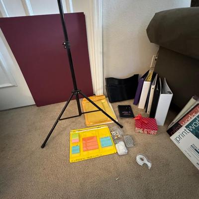 Office supplies with a tripod.
