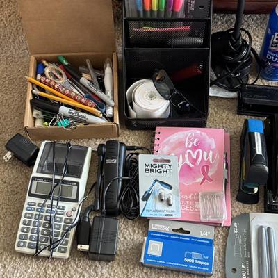 Various office and school supplies.