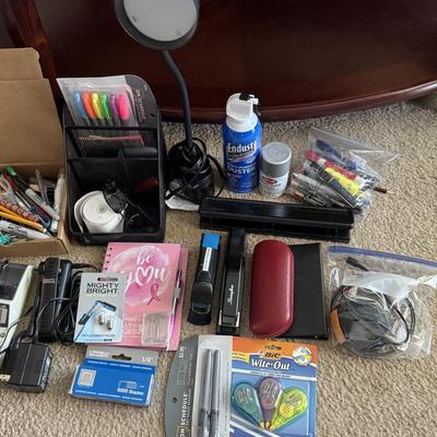 Various office and school supplies.