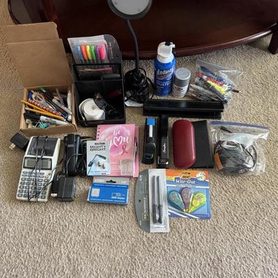 Various office and school supplies.
