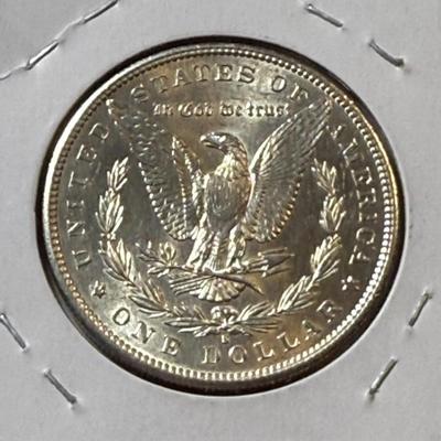 1890-S AU58 CONDITION CLEANED MORGAN SILVER DOLLAR COIN #7 AS PICTURED.