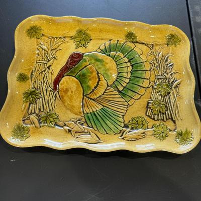Studio art pottery turkey platter