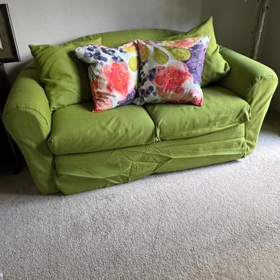 Futon, Blow up mattress And pillows.