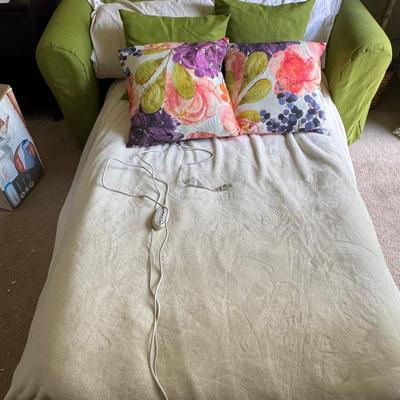 Futon, Blow up mattress And pillows.