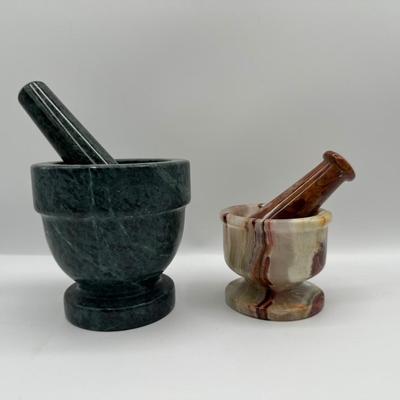 Stone Mortar & Pestle Sets – Green Marble & Multicolor Onyx