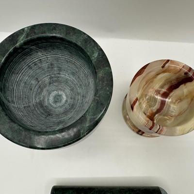 Stone Mortar & Pestle Sets – Green Marble & Multicolor Onyx