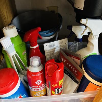 Kitchen, cleaning supplies and more.