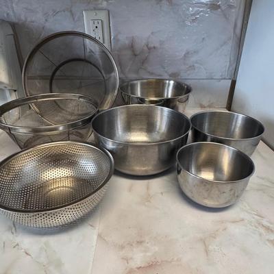 Stainless steel kitchenware.