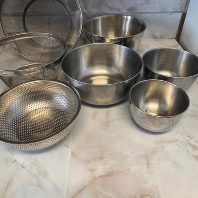 Stainless steel kitchenware.