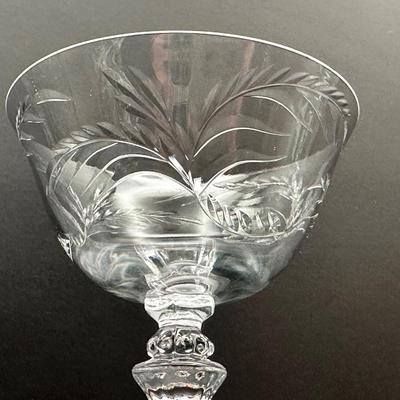 Etched Crystal Stemware with Ornate Stem