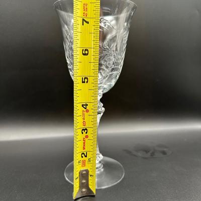 Etched Crystal Stemware with Ornate Stem