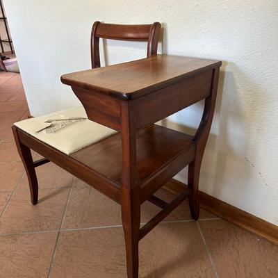 Vintage Telephone Gossip Bench with Side Table & Shelf