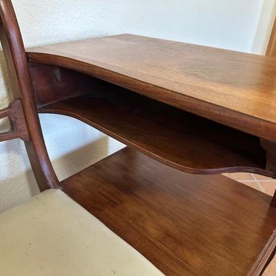 Vintage Telephone Gossip Bench with Side Table & Shelf