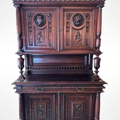 Antique French Renaissance Revival Walnut Buffet, 19th Century