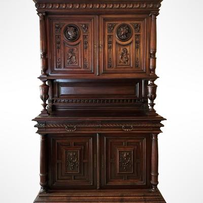 Antique French Renaissance Revival Walnut Buffet, 19th Century