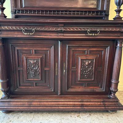 Antique French Renaissance Revival Walnut Buffet, 19th Century