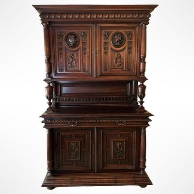 Antique French Renaissance Revival Walnut Buffet, 19th Century