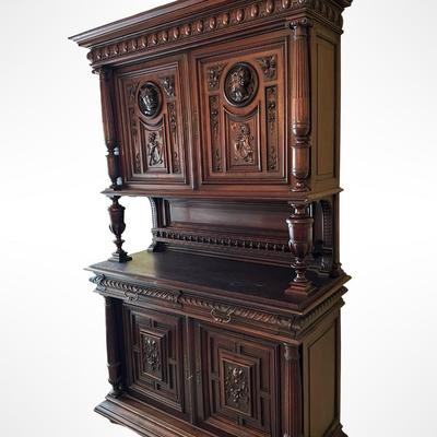 Antique French Renaissance Revival Walnut Buffet, 19th Century