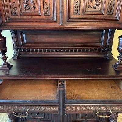 Antique French Renaissance Revival Walnut Buffet, 19th Century