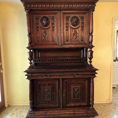 Antique French Renaissance Revival Walnut Buffet, 19th Century