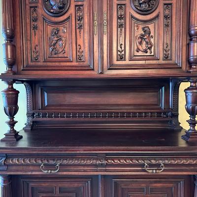 Antique French Renaissance Revival Walnut Buffet, 19th Century