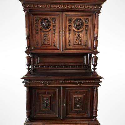 Antique French Renaissance Revival Walnut Buffet, 19th Century