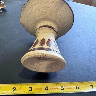 Tonala Mexican Folk Art Pottery Candle Holder