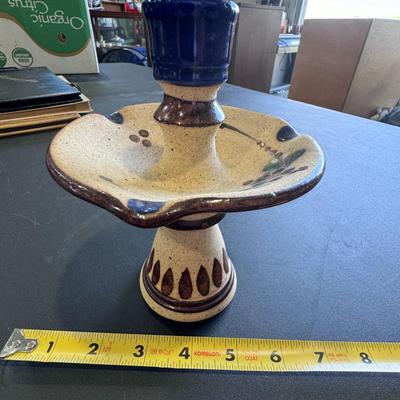 Tonala Mexican Folk Art Pottery Candle Holder