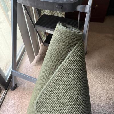 Folding step ladder or step stool with rug,
