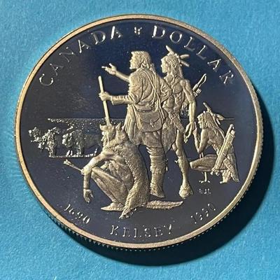 1990 Canada Silver Dollar 300th Anniversary of Henry Kelsey in Proof Condition.