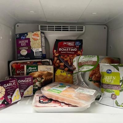 Various frozen food items,