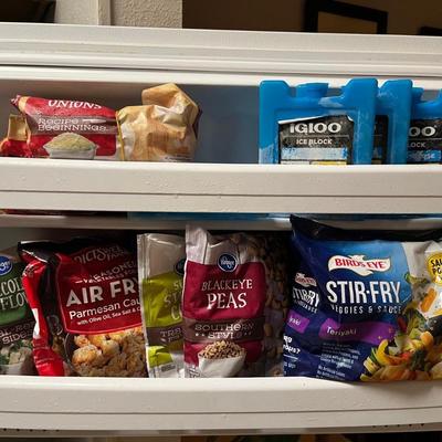 Various frozen food items,