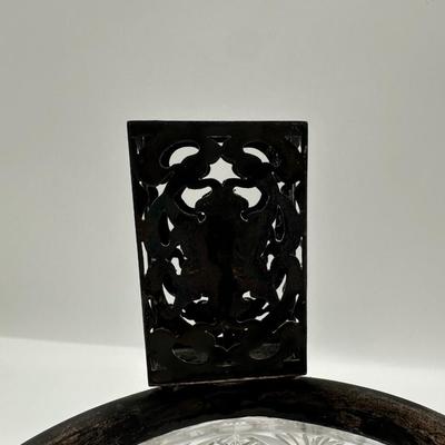 Cut Crystal & Sterling Silver Ashtray with Match Holder