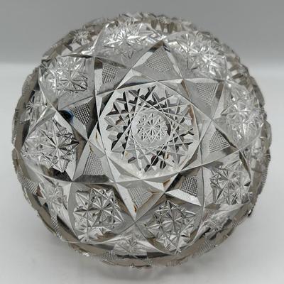 Cut Crystal & Sterling Silver Ashtray with Match Holder