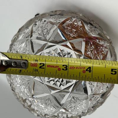 Cut Crystal & Sterling Silver Ashtray with Match Holder