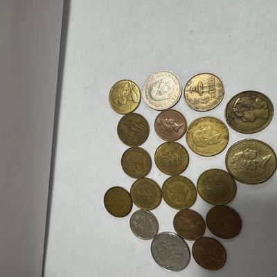 Collection of various foreign coins.