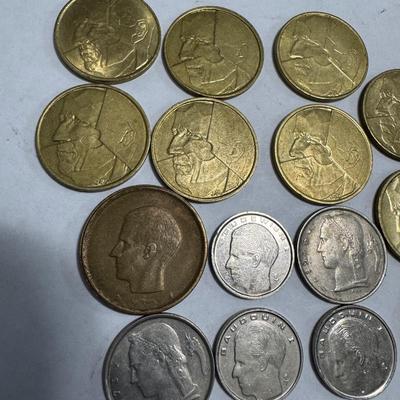 Collection of various foreign coins.