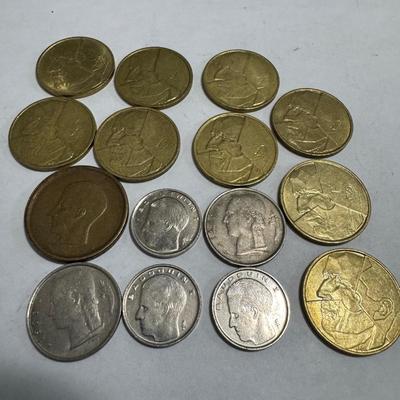 Collection of various foreign coins.