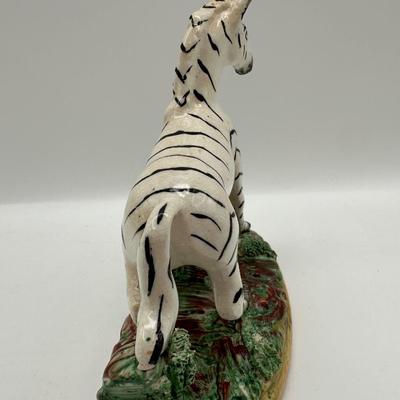 Vintage Old Staffordshire Ware Zebra Figurine, England
