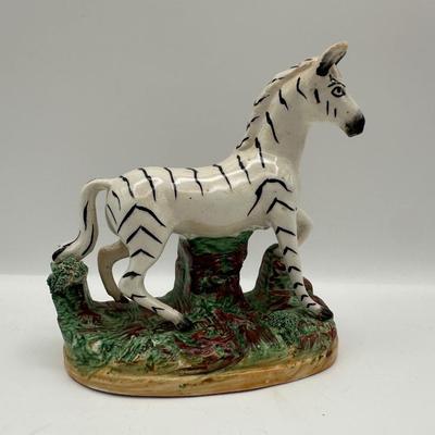 Vintage Old Staffordshire Ware Zebra Figurine, England