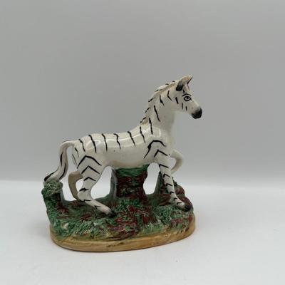 Vintage Old Staffordshire Ware Zebra Figurine, England