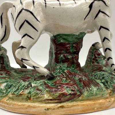 Vintage Old Staffordshire Ware Zebra Figurine, England
