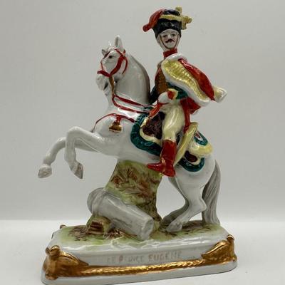 Hand-Painted German Porcelain Figure – Prince Eugene on Horseback