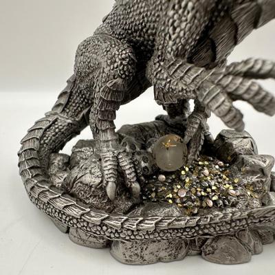 Pewter Dragon Sculpture “Mater” by SL & Shayn Garrity (2003) on Wooden Base