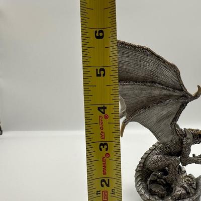 Pewter Dragon Sculpture “Mater” by SL & Shayn Garrity (2003) on Wooden Base